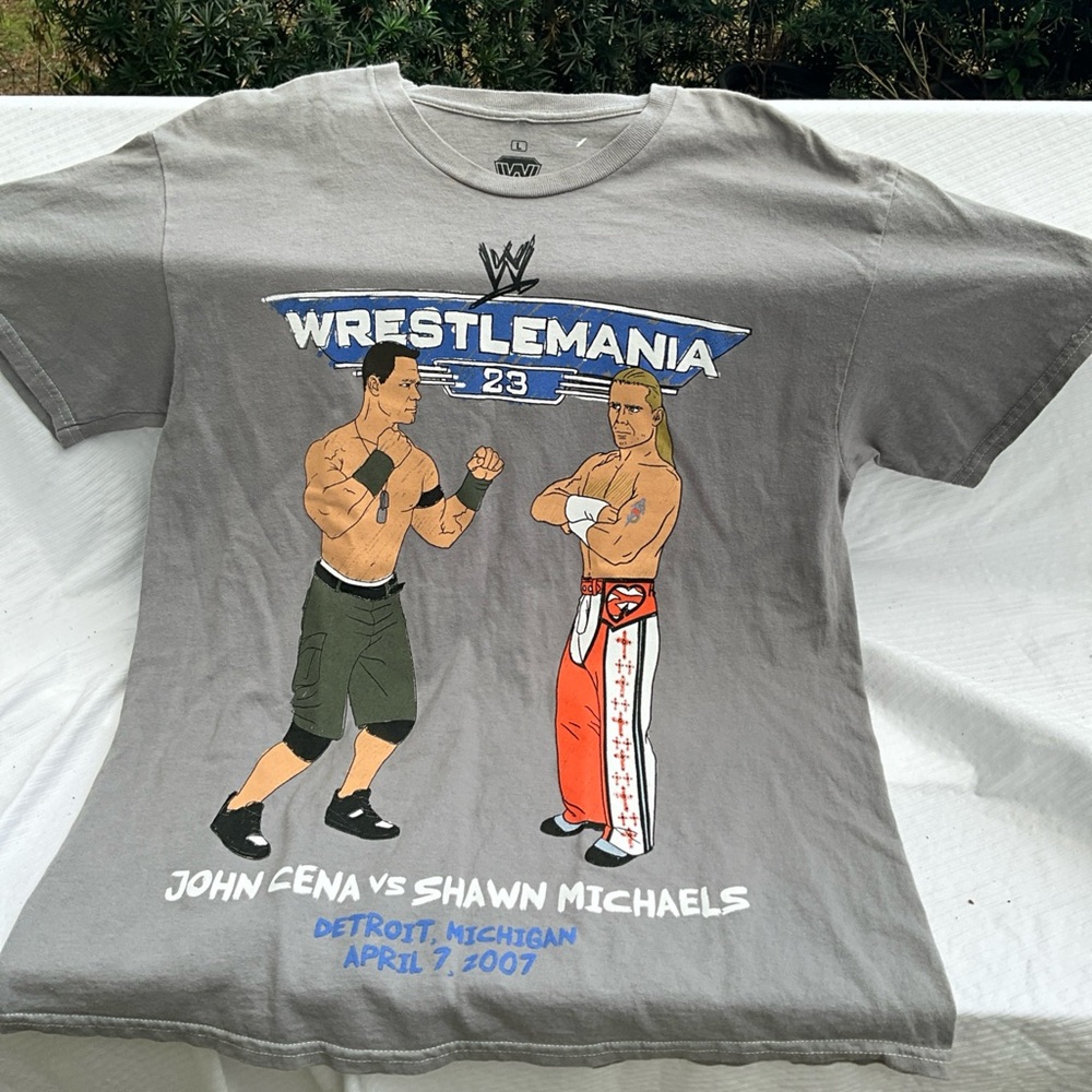 WWE Wrestlemania 23 John Cena bs Shawn Micheals Retro Vintage Men’s T shirt